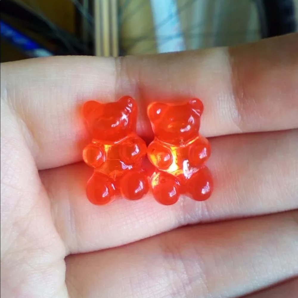 🆕 Red Gummy Bears Sterling Silver Stud Earrings - Picture 10 of 13